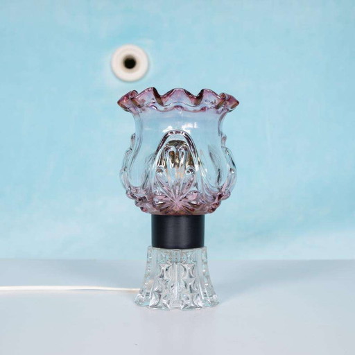 Vintage floor lamp Swedish colored glass, glass table lamp