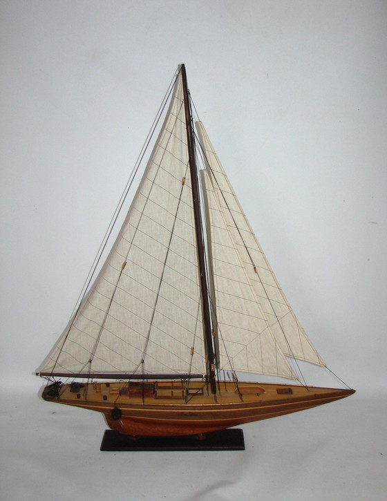 Image 1 of Wooden Yacht Model.