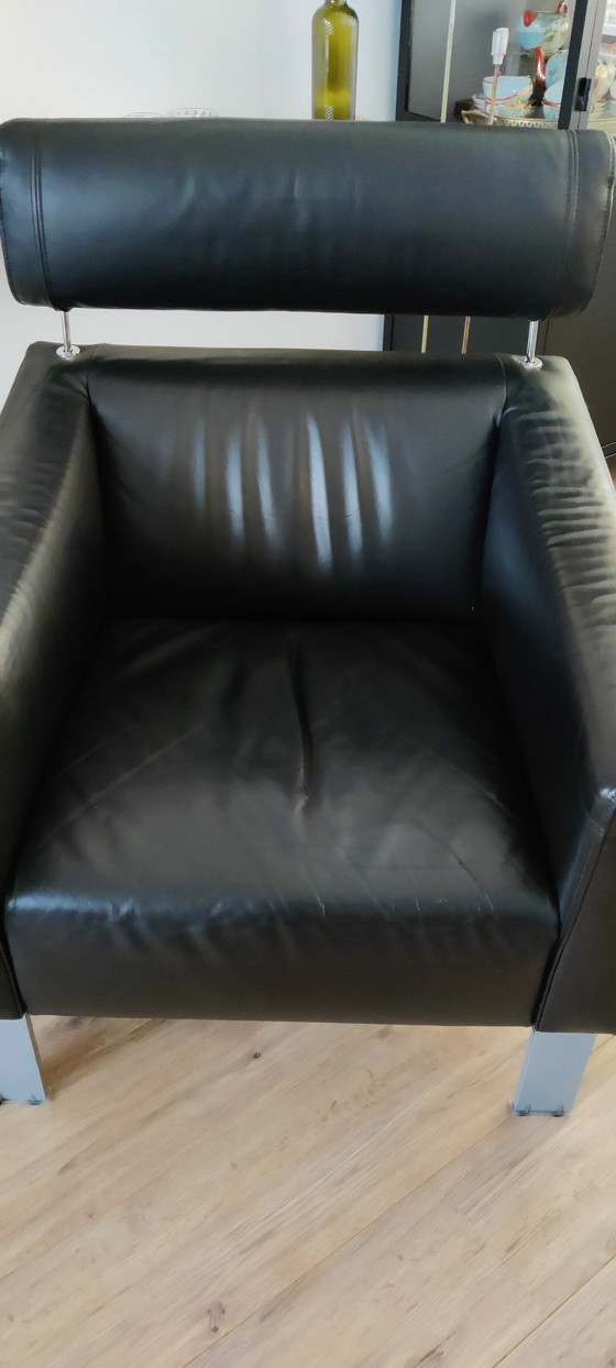 Image 1 of Fauteuil Leolux Patachou en cuir noir