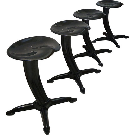 Image 1 of Set of 4 vintage Lotus stools by Yasu Sasamoto for Dulton