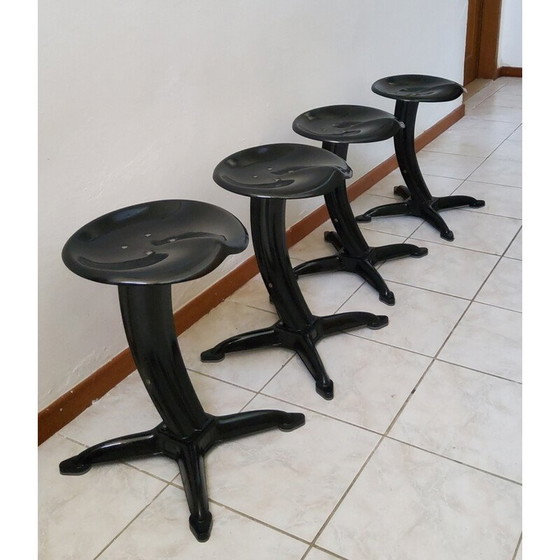 Image 1 of Set of 4 vintage Lotus stools by Yasu Sasamoto for Dulton