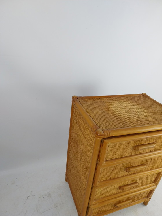 Image 1 of 1 x rattan chest of drawers 4 drawers. Italy 1970's