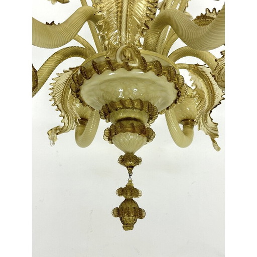 Vintage Murano glass chandelier with 6 arms, Italy 1950