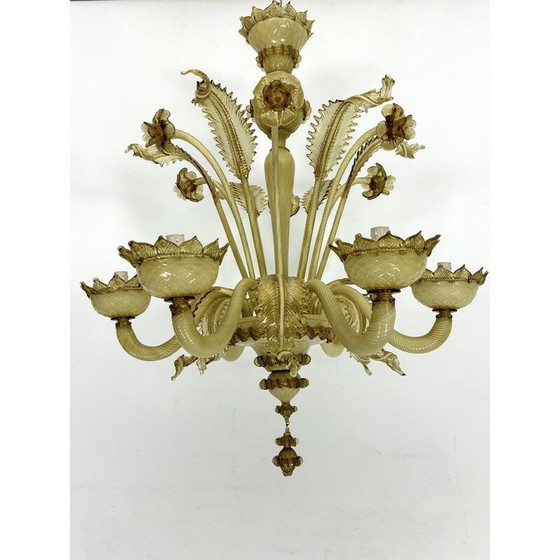 Image 1 of Lampadario vintage in vetro di Murano a 6 braccia, Italia 1950