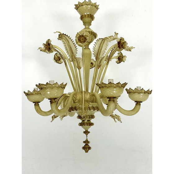 Image 1 of Lampadario vintage in vetro di Murano a 6 braccia, Italia 1950