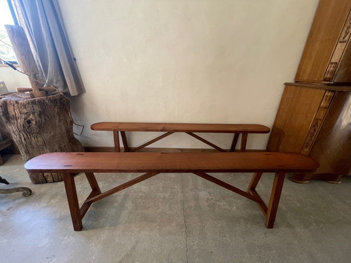 Set of Two Wooden Benches