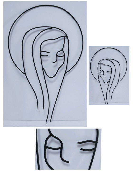 Image 1 of Scultura modernista in metallo, santo stilizzato, anni '60