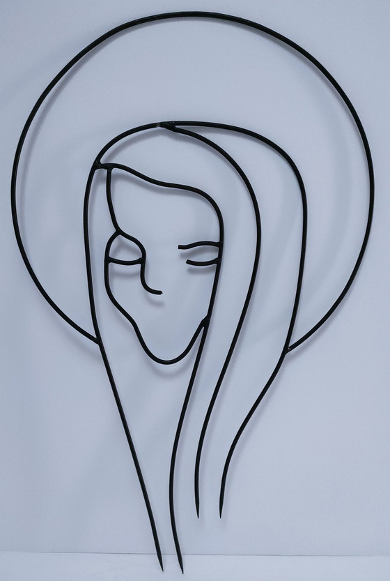 Image 1 of Scultura modernista in metallo, santo stilizzato, anni '60