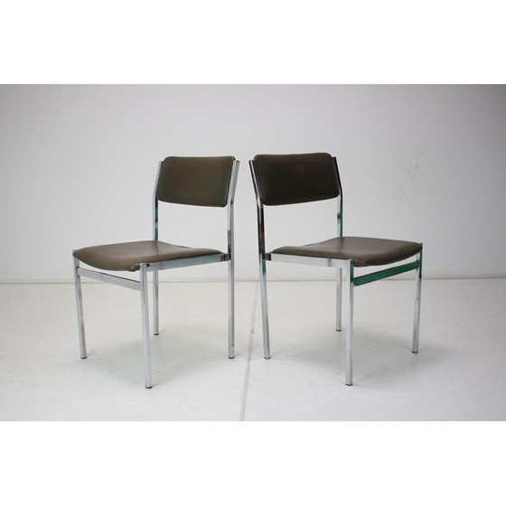 Image 1 of Pair of vintage chrome and leatherette chairs, Czechoslovakia 1970