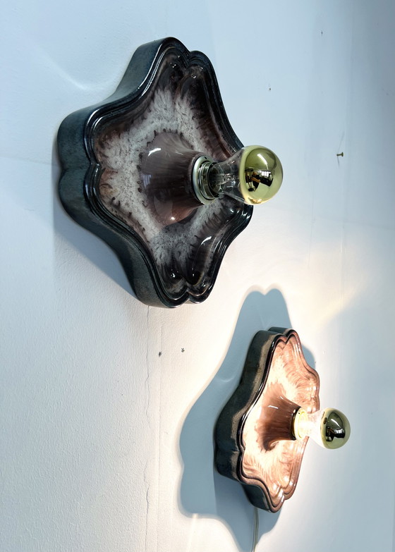 Image 1 of 2x ceramic fat lava wall lamp