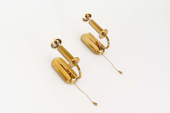 Image 1 of Set of two vintage heavy solid brass wall sconces