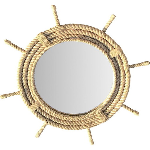 Vintage rope mirror by Audoux-Minet
