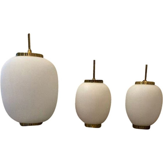 Image 1 of Set of 3 vintage hanging lamps by Bent Karbly for Lyfa, Denmark 1950