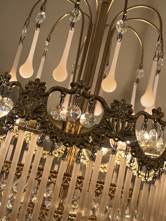 Image 1 of Set Of 2 Opaline Rod Teardrop Chandeliers