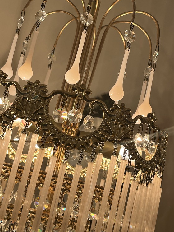 Image 1 of Set Of 2 Opaline Rod Teardrop Chandeliers