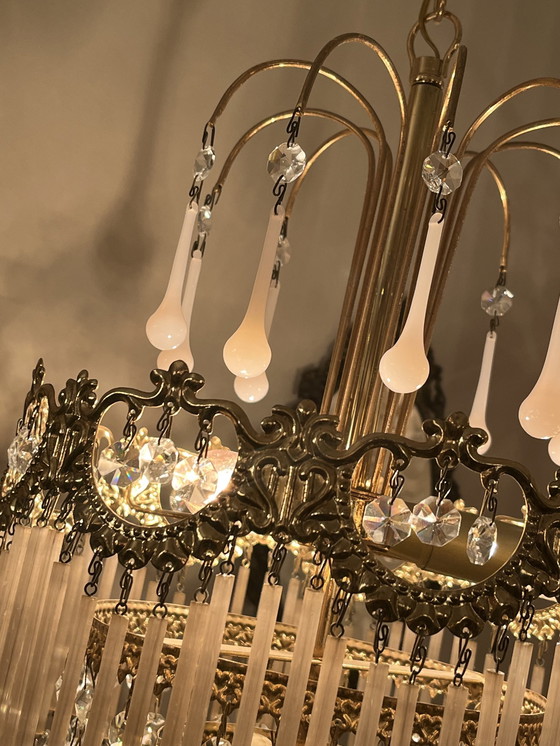 Image 1 of Set Of 2 Opaline Rod Teardrop Chandeliers