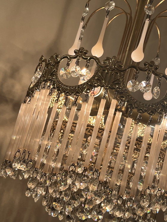 Image 1 of Set Of 2 Opaline Rod Teardrop Chandeliers