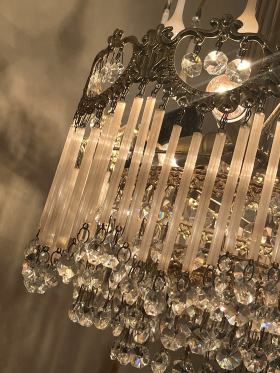 Image 1 of Set Of 2 Opaline Rod Teardrop Chandeliers