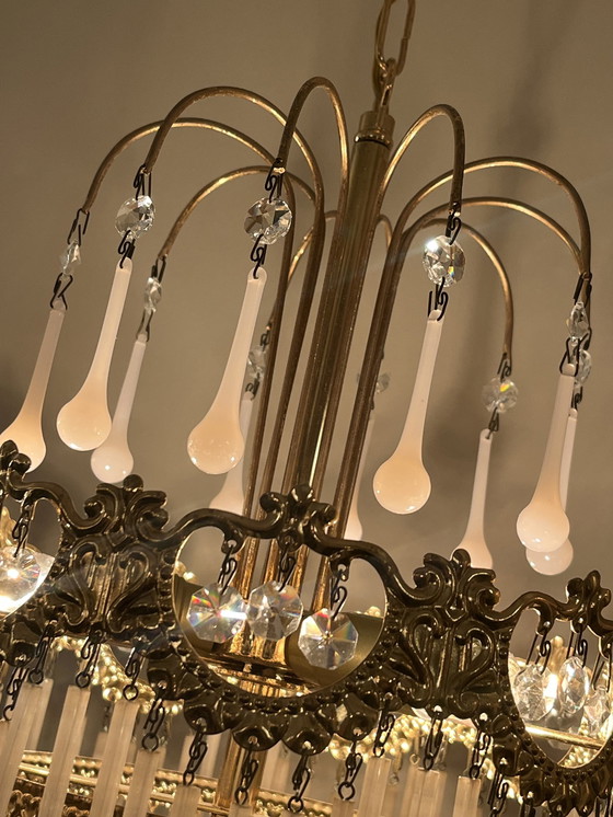 Image 1 of Set Of 2 Opaline Rod Teardrop Chandeliers