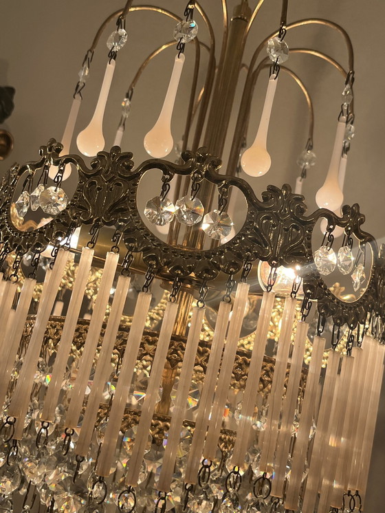 Image 1 of Set Of 2 Opaline Rod Teardrop Chandeliers