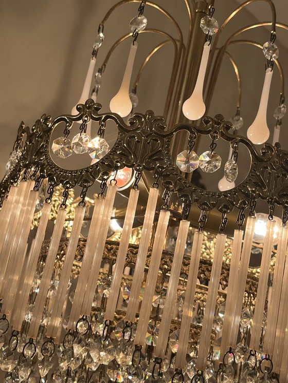 Image 1 of Set Of 2 Opaline Rod Teardrop Chandeliers