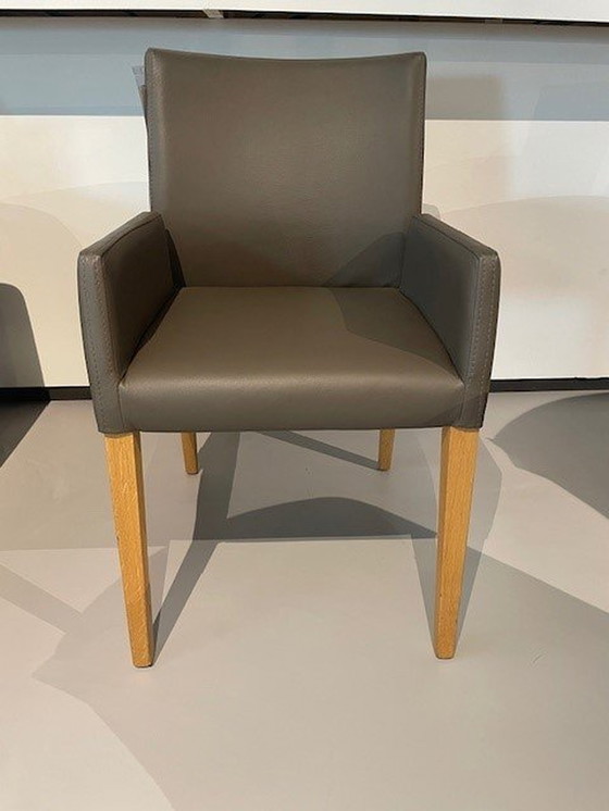 Image 1 of 2 Chairs Hulsta Armchair Leather And Oak Showroom Model