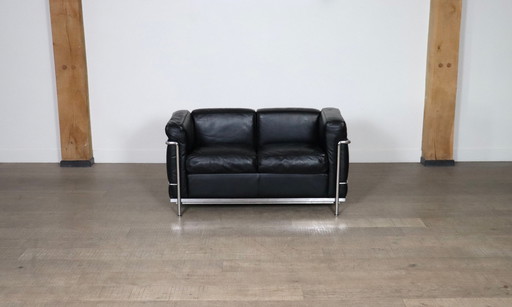 Vintage Cassina Lc2 Two Seater Sofa By Charlotte Perriand And Le Corbusier