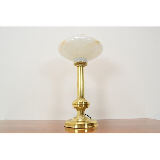 Image 1 of Vintage glass and brass lamp by Kamenicky Senov, Czechoslovakia 1960