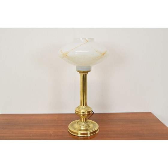 Image 1 of Vintage glass and brass lamp by Kamenicky Senov, Czechoslovakia 1960