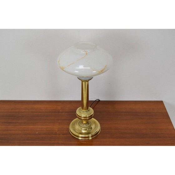 Image 1 of Vintage glass and brass lamp by Kamenicky Senov, Czechoslovakia 1960