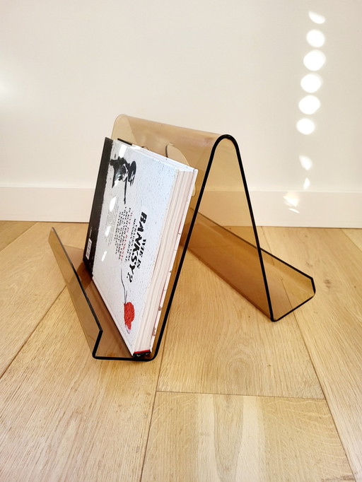 Space Age Plexi Magazine Rack Or Reading Rack, 1970s, Michel Dumas, France