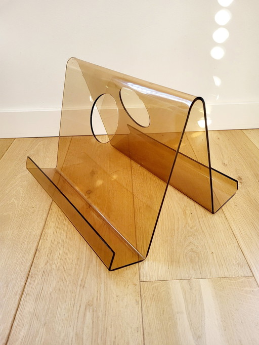 Space Age Plexi Magazine Rack Or Reading Rack, 1970s, Michel Dumas, France