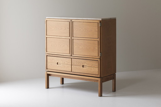 Lovely Highboard In Oak, Sourced In Belgium Dating From The 1970S. 