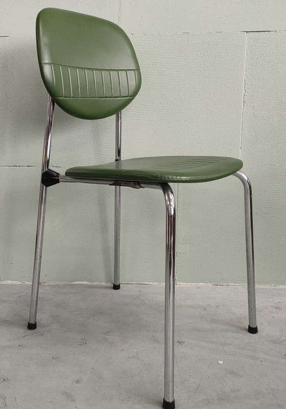 Image 1 of 2X 1950s Chrome Skai Leather Kitchen Chairs