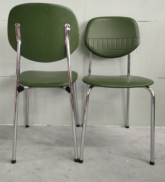 Image 1 of 2X 1950s Chrome Skai Leather Kitchen Chairs