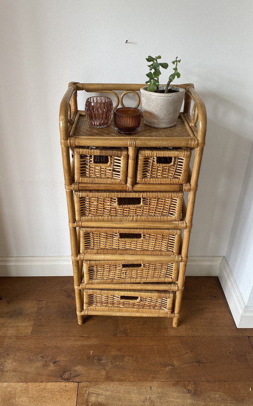 Vintage Rattan Chest of Drawers
