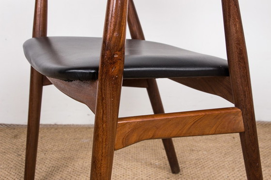 Image 1 of Danish Teak And Skai Office Chair Model 213 By Thomas Harlev 1960.