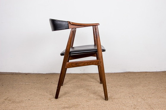 Image 1 of Danish Teak And Skai Office Chair Model 213 By Thomas Harlev 1960.