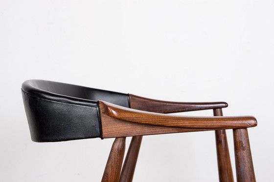 Image 1 of Danish Teak And Skai Office Chair Model 213 By Thomas Harlev 1960.