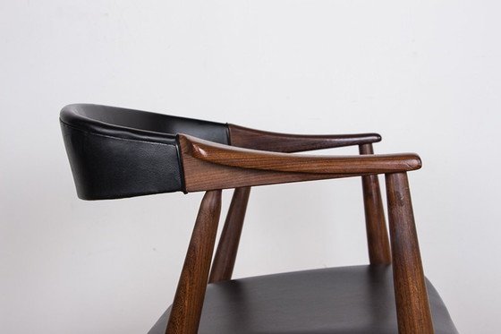 Image 1 of Danish Teak And Skai Office Chair Model 213 By Thomas Harlev 1960.