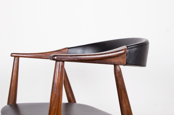 Image 1 of Danish Teak And Skai Office Chair Model 213 By Thomas Harlev 1960.