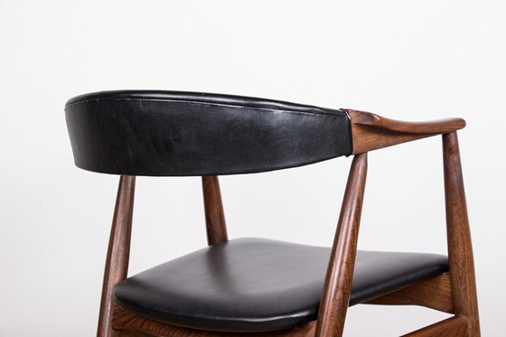 Image 1 of Danish Teak And Skai Office Chair Model 213 By Thomas Harlev 1960.