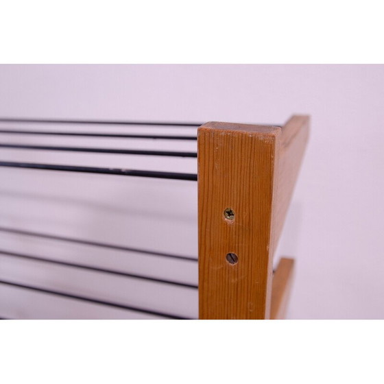 Image 1 of Vintage shoe rack in wood and metal for Dřevotvar, Czechoslovakia 1960