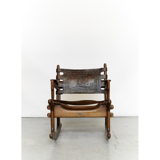Image 1 of Vintage leather rocking chair by Angel Pazmino, Ecuador