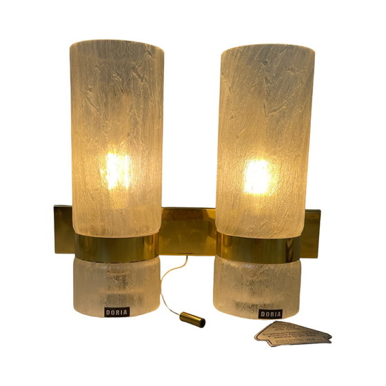 Image 1 of Doria Leuchten - Vintage / New Old Stock - Applique / Lampada da parete con paralume originale - Base in ottone - Germania, ca. 