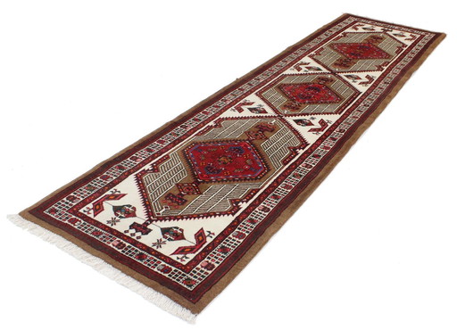 Original hand-knotted Persian carpet Ardebil Old 350 X 100 Cm Top condition