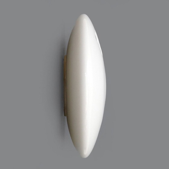 Image 1 of Vintage ceiling lamp in white Murano glass and metal, Italy 1970