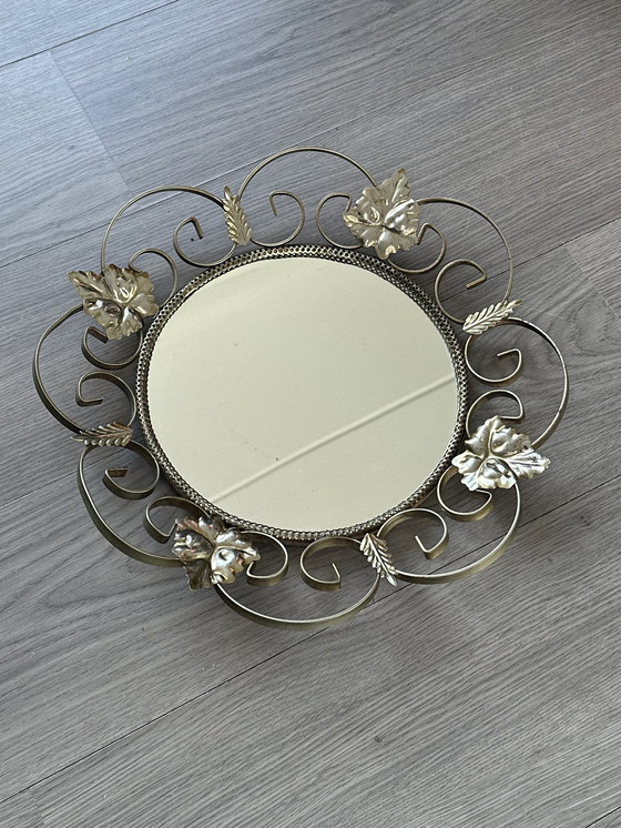 Image 1 of Specchio vintage in ottone francese degli anni '50  