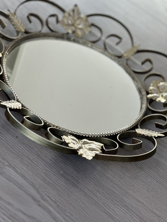 Image 1 of Specchio vintage in ottone francese degli anni '50  