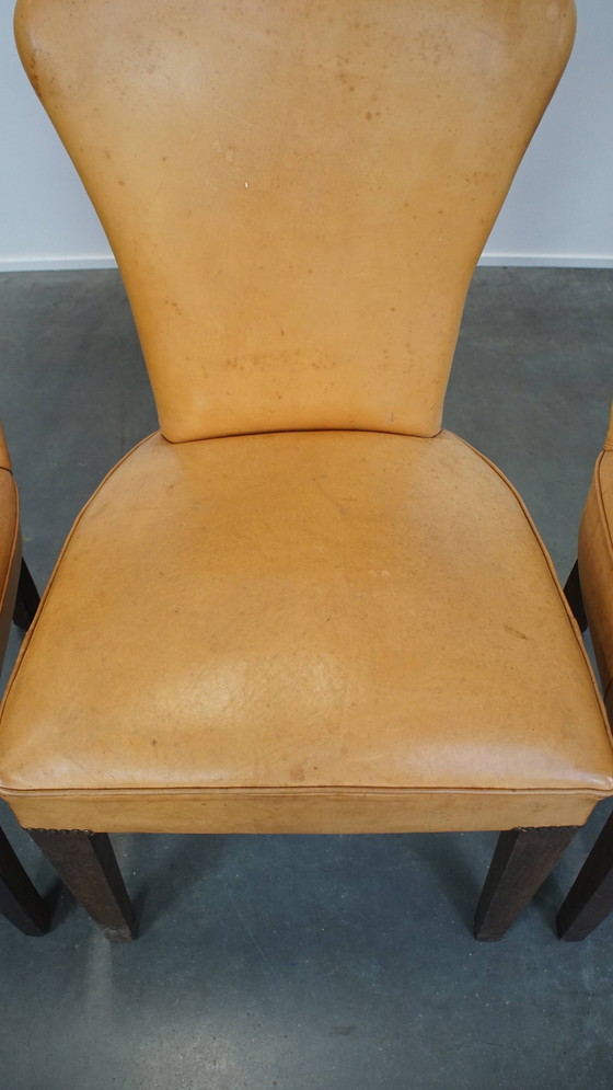 Image 1 of 4 x Honey-colored Goat Leather Dining Chair